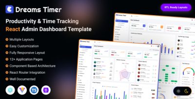 Dreams Timer - Productivity & Time Tracking Admin Dashboard Template