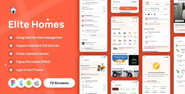 EliteHome - Flutter Home Service Booking App UI Kit + GetX (On-Demand App Template) EliteHome - Flutter Home Service Booking App UI Kit + GetX (On-Demand App Template)