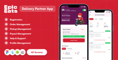 Epic Eats – Flutter Food Delivery Partner App UI Kit
