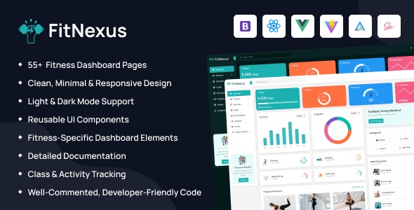 FitNexus – Fitness & Gym Admin Dashboard (HTML + Vue.js + React.js) FitNexus – Fitness & Gym Admin Dashboard (HTML + Vue.js + React.js)