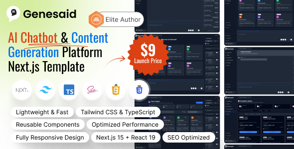Genesaid - AI Chatbot & Content Generation Platform Next.js Template Genesaid - AI Chatbot & Content Generation Platform Next.js Template