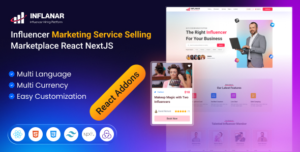 Inflanar - Influencer Marketing Service Selling Marketplace React User Website Inflanar - Influencer Marketing Service Selling Marketplace React User Website