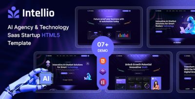 Intellio – AI Agency & Technology SaaS Startup HTML5 Template