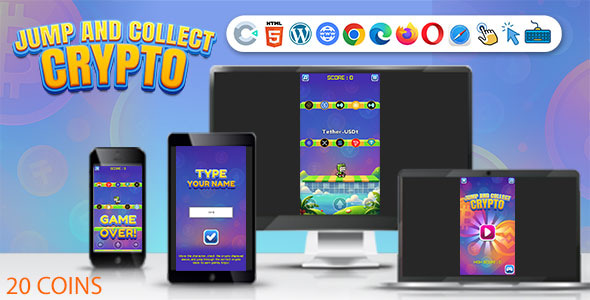 Jump and Collect Crypto ( Construct 3 | C3P | HTML5) Endless Game Jump and Collect Crypto ( Construct 3 | C3P | HTML5) Endless Game