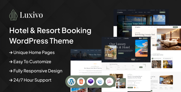Luxivo - Hotel & Resort Booking WordPress Theme Luxivo - Hotel & Resort Booking WordPress Theme