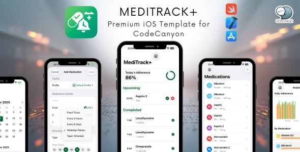 MediTrack+ - The Most Complete Medication Tracking iOS App Template MediTrack+ - The Most Complete Medication Tracking iOS App Template