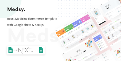 Medsy - React Medicine Ecommerce Template with Google sheet & Next JS.