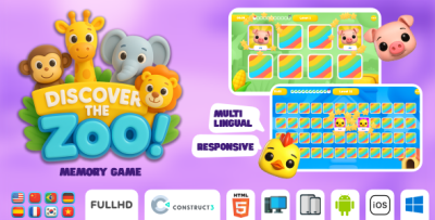 Memory Zoo - Memory Game - HTML5 Game (Construct3)