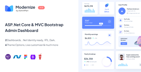 Modernize - ASP.Net Core & MVC Bootstrap Admin Dashboard Template Modernize - ASP.Net Core & MVC Bootstrap Admin Dashboard Template