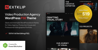 Nextklip - Video Production Agency Gutenverse FSE WordPress Theme