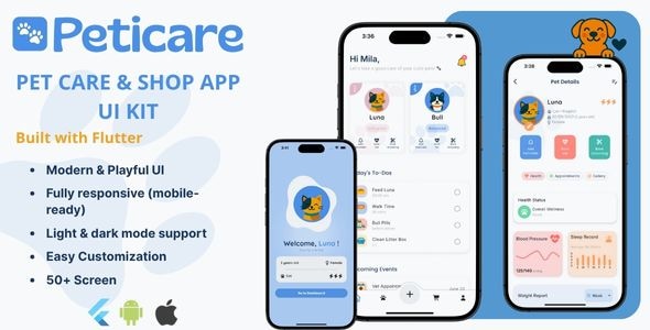 Peticare - Flutter Pet Care App UI Kit Peticare - Flutter Pet Care App UI Kit