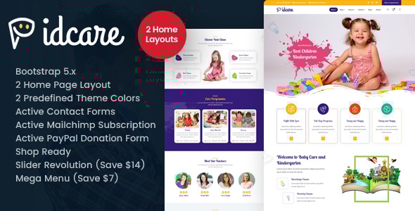 Pidcare - School Kidergarten HTML Template Pidcare - School Kidergarten HTML Template