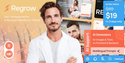Regrow - Hair Transplantation & Removal WordPress Theme