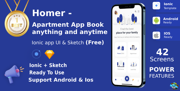 Rent Apartment/Home Search & Book App | UI Kit | Ionic | Sketch FREE | Life Time Update | Homer Rent Apartment/Home Search & Book App | UI Kit | Ionic | Sketch FREE | Life Time Update | Homer