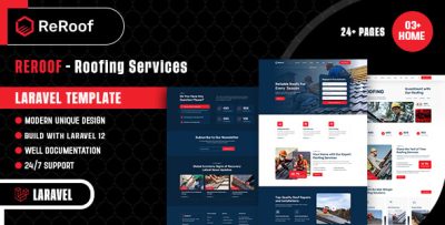 Reroof - Roofing Services Laravel Template
