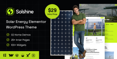 Solshine – Solar Energy Elementor WordPress Theme