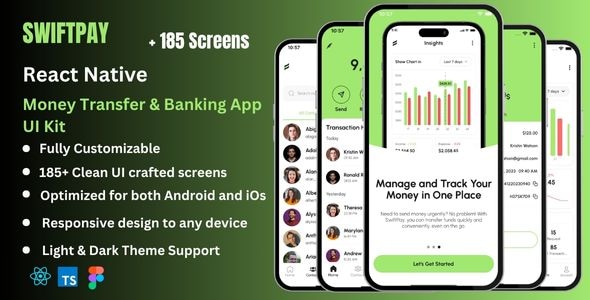 SwiftPay - Money Transfer, Banking & Finance React Native Expo App Ui Kit SwiftPay - Money Transfer, Banking & Finance React Native Expo App Ui Kit