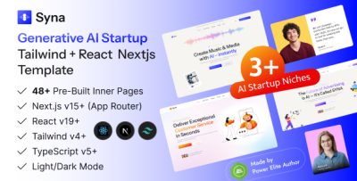 Syna - Generative AI Startup React Next.js Template