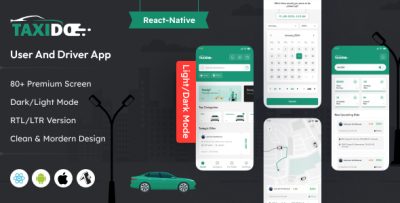 Taxido - React Native Taxi App | Rider + Driver App Expo UI KIT