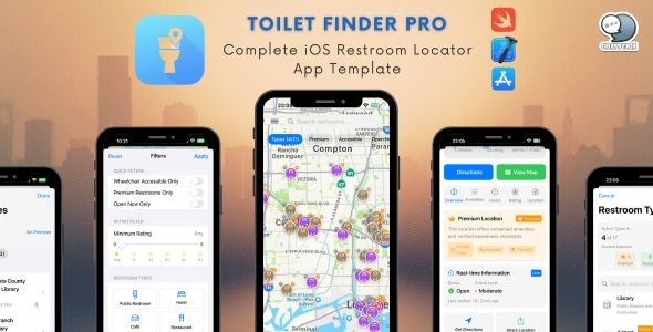 Toilet Finder Pro - Complete iOS Restroom Locator App Template Toilet Finder Pro - Complete iOS Restroom Locator App Template