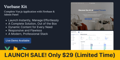 Vuebase Kit: The perfect starter for your Landing Page, and Shop. Full Frontend + Admin included