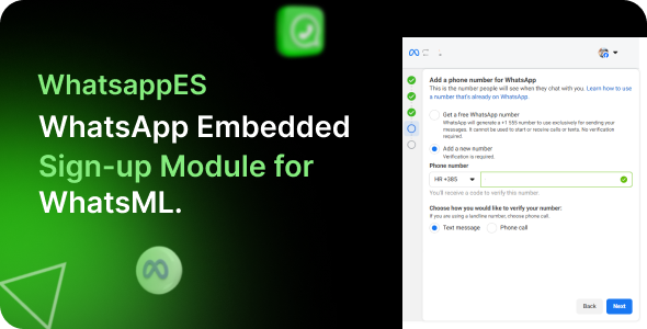WhatsappES - WhatsApp Embedded Sign-up & Sign-in Module For WhatsML WhatsappES - WhatsApp Embedded Sign-up & Sign-in Module For WhatsML