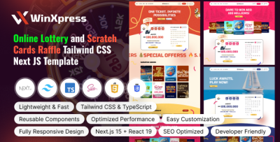 WinXpress - Online Lottery and Scratch Cards Raffle Tailwind CSS Next JS Template