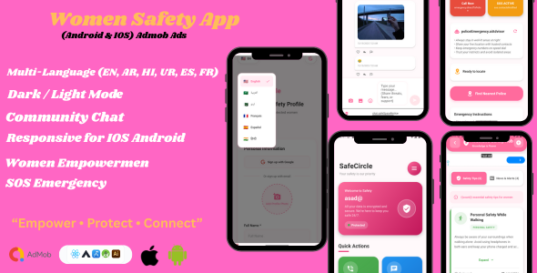 Women Safety App - React Native (iOS & Android) | AdMob Ready Women Safety App - React Native (iOS & Android) | AdMob Ready