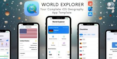 World Explorer - Complete iOS App Template | SwiftUI | In-App Purchase | Quiz Game | Geography