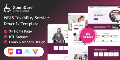 XoomCare - NDIS Disability & Elderly Special Care React Js Template