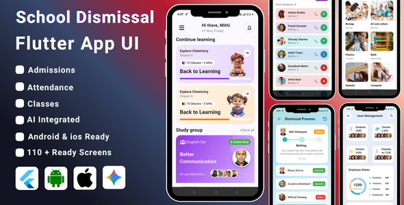 AI-Powered School Dismissal Flutter App Template | School Management System App AI-Powered School Dismissal Flutter App Template | School Management System App