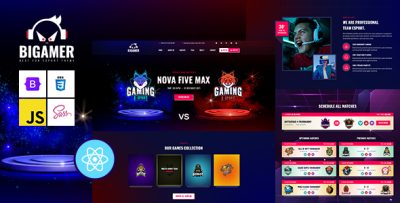 Bigamer - eSports And Gaming Tournaments React Js Template
