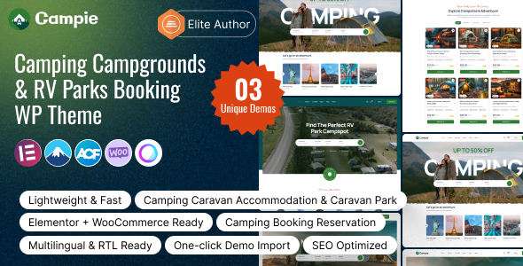 Campie - Camping Campgrounds & RV Parks Booking WordPress Theme Campie - Camping Campgrounds & RV Parks Booking WordPress Theme
