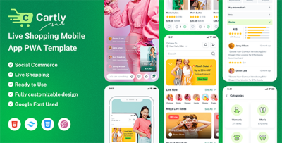 Cartly - Live Shopping Mobile App Template (Tailwind CSS + PWA)