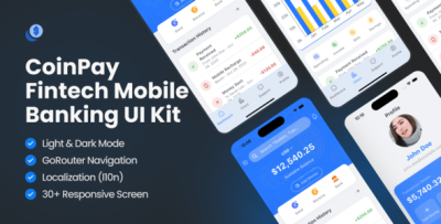 CoinPay - Fintech, Banking & Digital Wallet Mobile App UI Kit