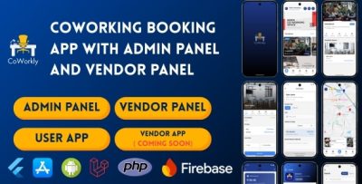 Coworkly - Flutter Coworking Space Booking App with Admin Dashboard and Vendor Dashboard