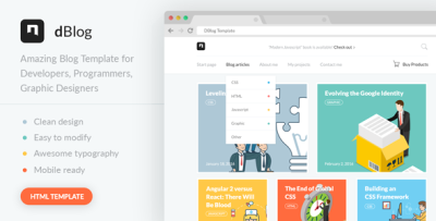 D-blog - Modern Personal Portfolio and Blog HTML and Tailwind Template