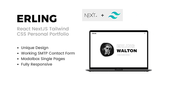 Erling - Tailwind CSS Personal Portfolio React NextJS Template Erling - Tailwind CSS Personal Portfolio React NextJS Template