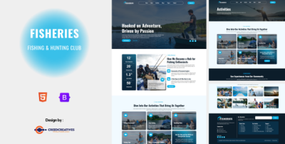 Fisheries - Fishing & Hunting Club HTML Bootsrap Template