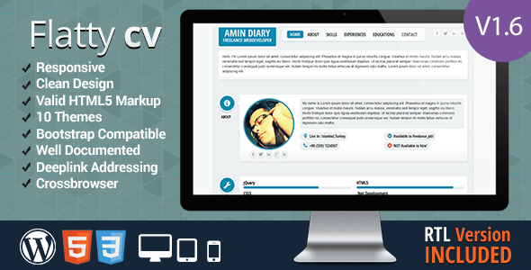 Flatty CV - Responsive Resume Template Flatty CV - Responsive Resume Template