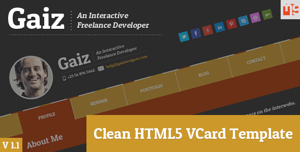 Gaiz Clean Horizontal Scrolling Responsive Vcard Gaiz Clean Horizontal Scrolling Responsive Vcard