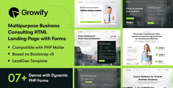 Growify - Multipurpose Business Consulting HTML Landing Page with Working Forms Growify - Multipurpose Business Consulting HTML Landing Page with Working Forms