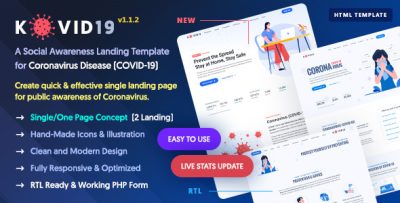 KOVID19 - Coronavirus (COVID-19) Prevention & Awareness HTML Template