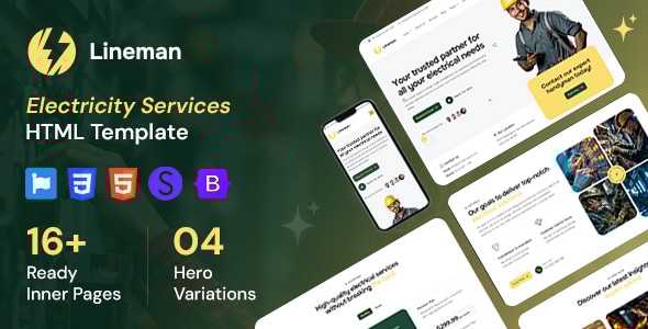 Lineman - Electricity Services HTML Template Lineman - Electricity Services HTML Template