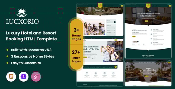 Lucxorio - Luxury Hotel and Resort Booking HTML Template Lucxorio - Luxury Hotel and Resort Booking HTML Template