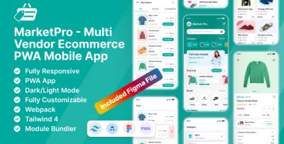 MarketPro - eCommerce App Template (Tailwind CSS + PWA) With Figma UI