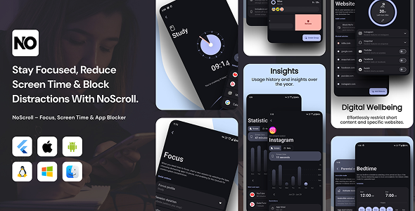 NoScroll – Focus, Screen Time & App Blocker Flutter App NoScroll – Focus, Screen Time & App Blocker Flutter App