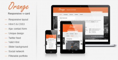 Orange Responsive V-card Template