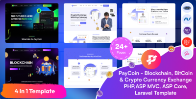 PayCoin - Blockchain, BitCoin & Crypto Currency Exchange PHP, ASP MVC, ASP Core, Laravel Template