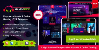 Playrex – eSports & Gaming Clan News HTML Template